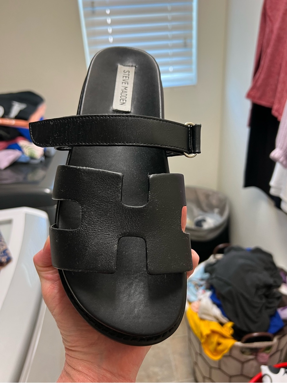 Steve Madden Black Platform Slide Sandals for Women - Picture 6 of 15
